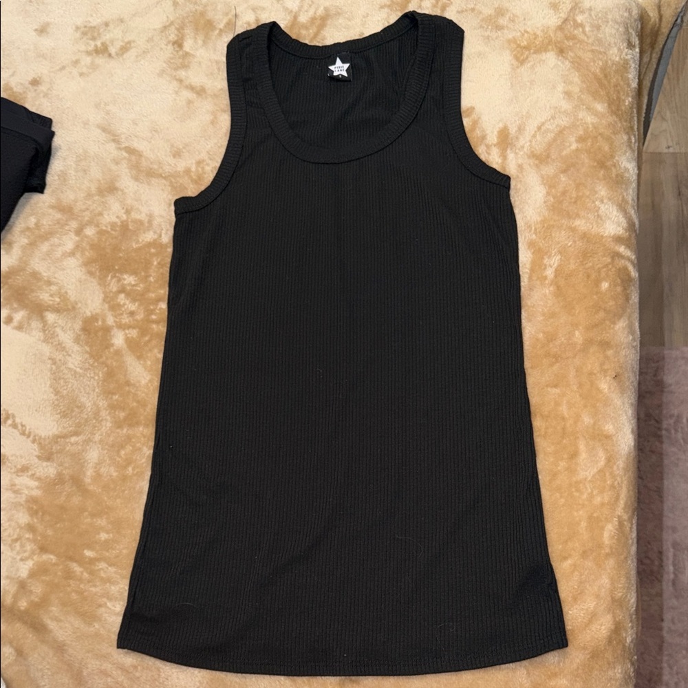 Black Ribbed Tank Top
